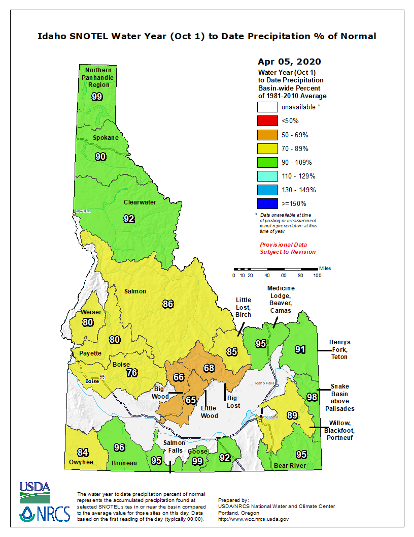 Idaho snowpack below normal in Central, near normal in North and East